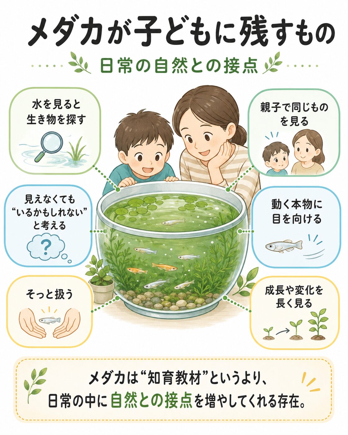 メダカが子どもに残すものをまとめた図
